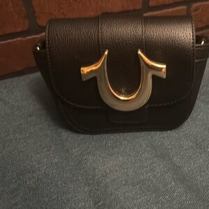 True Religion Black Mini Bag with Gold Detail